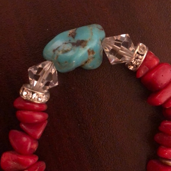 Coral and turquoise bracelet - Picture 2 of 2